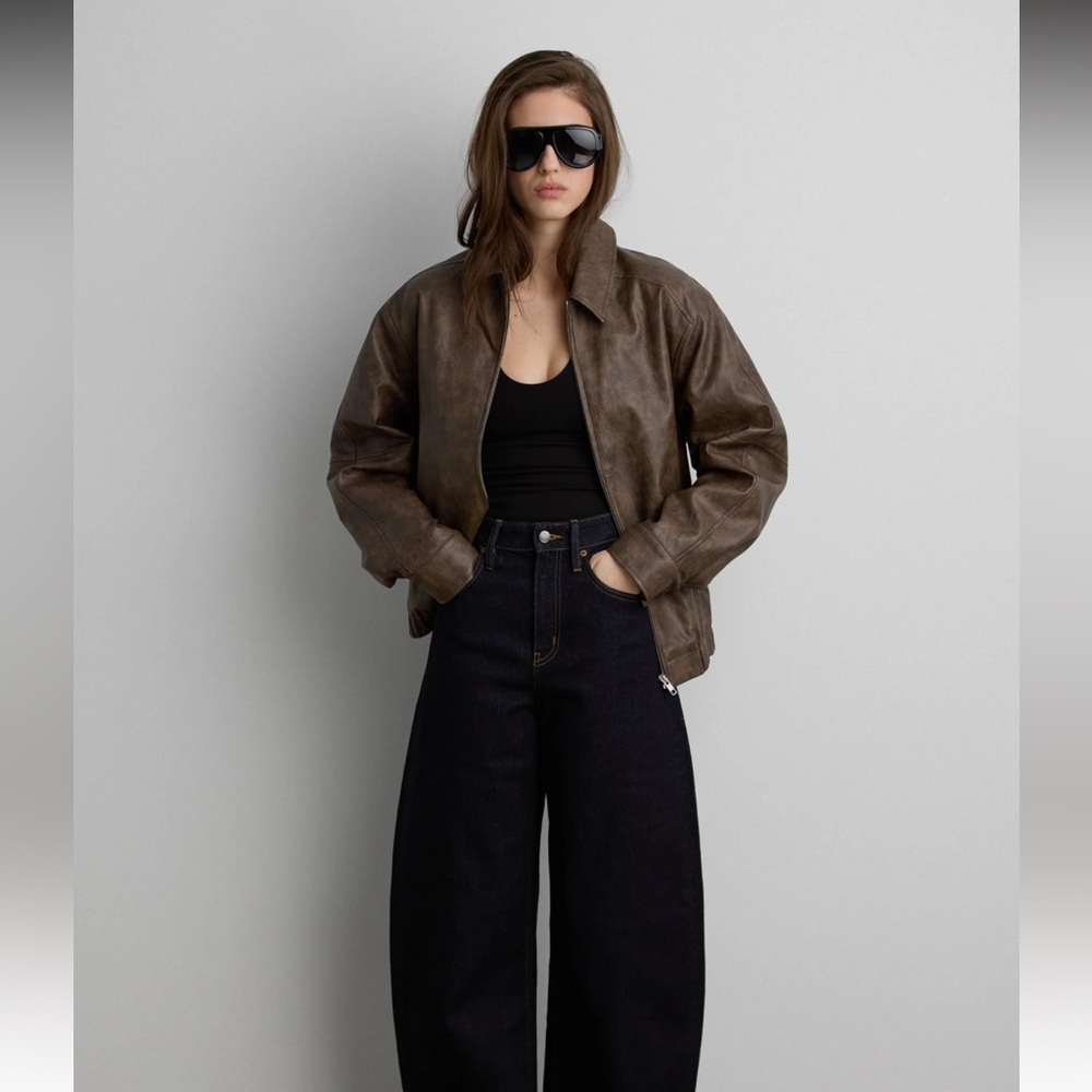 Oak + Fort VEGAN LEATHER BOMBER JACKET XXS NWT